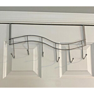 Over The Door 6-Hook Metal Towel and Coat Hanger, Set of 4, 18"L x 8.5"H